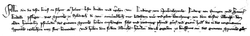 Anfangszeilen der Urkunde von 1332